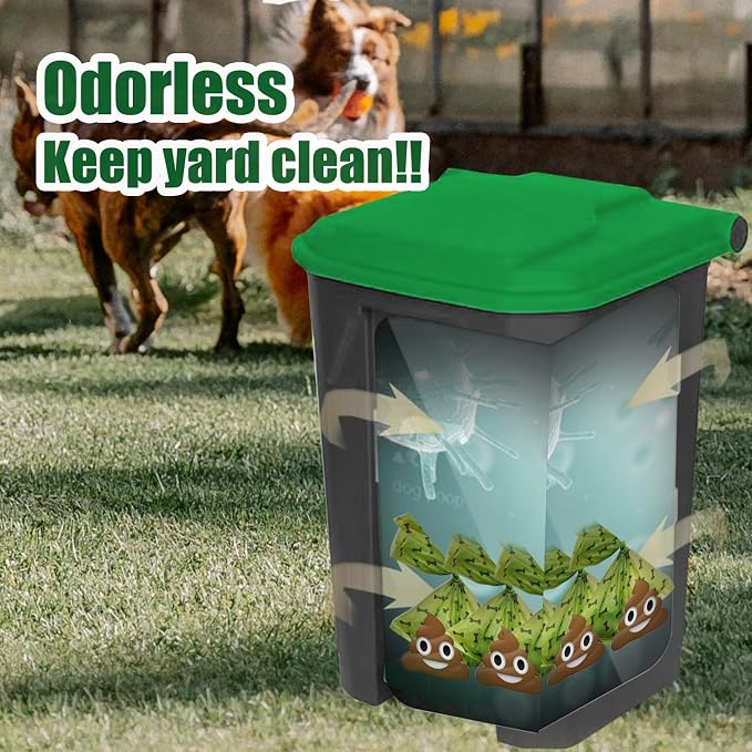 20L/5Gallon Dog Poop Trash Can Outside - Hands-Free Pedal Pet Waste Bin | Removable Inner Bucket - Backyard, Porch, Garage, Yard, Odorless - Dogs Poop Garbage Can Outdoor with Waste Bags