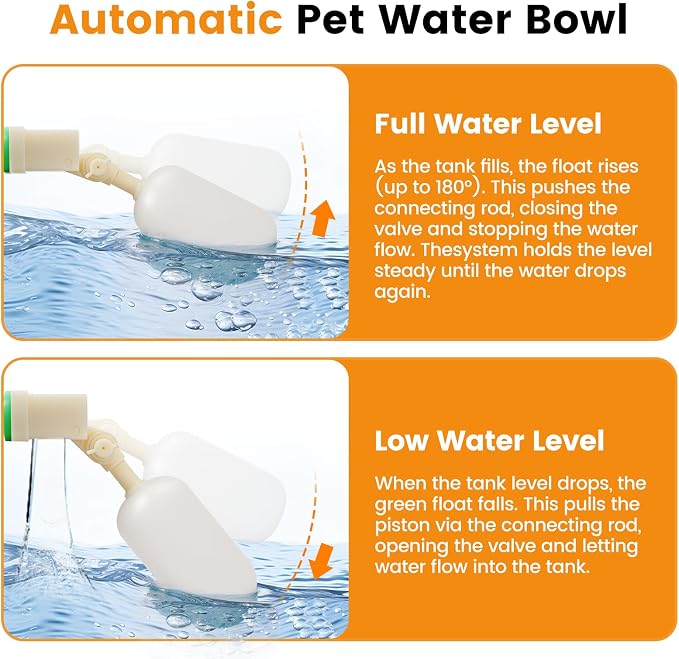 Large Automatic Dog Water Dispenser Outdoor, with Float Valve | Heavy Duty 304 Stainless Steel, Auto Refill Water Bowl, For Dogs Cats Pig Cow Goat Sheep Deer Chicken