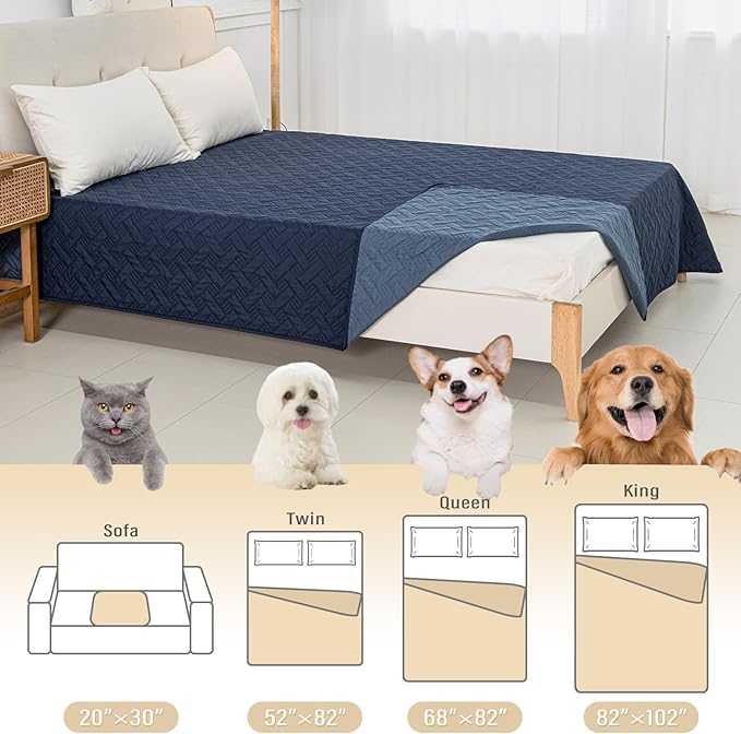 BOCTOPUG Dog Bed Cover for Pets - Blankets Rug Pads for Couch Protection Waterproof Bed Covers Dog Blanket Furniture Protector Reusable Changing Pad