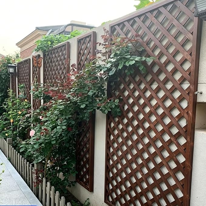 Zfmnoyev Outside Wooden Decorative Fences, Courtyard Edge Fence Board, Decorative Garden Trellis for Climbing Plants, Standing Decorative Privacy Fence Panels for Deck Patio Balcony(50x150cm)