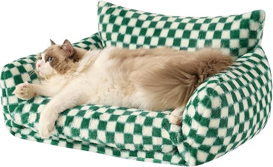 Hollypet Cat Bed Small Dog Orthopedic Couch Beds for Pets up to 20 lbs | Fluffy Multifunctional Double-Layer Warming Kitten Pet Couch Orthopedic Beds with Machine Washable Cover and Non-Slip Bottom