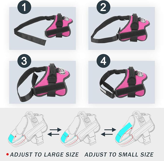 Dog Harness, No-Pull Reflective Dog Vest, Breathable Adjustable Pet Harness with Handle for Outdoor Walking - No More Pulling, Tugging or Choking (Rose red, XS)