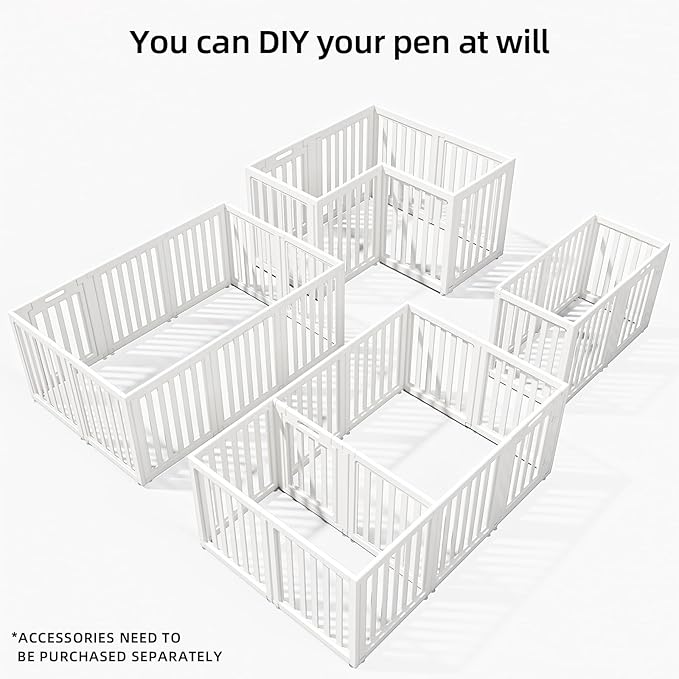 LoveTail Dog Playpen,Clear Dog Pen, Acrylic Dog Pen，Easy to Install and Remove Dog Play Pen and Kennel Playpen, Suitable for Dogs, Cats,Dog Playpen Indoor (White, 23.6" Height, 10PCS)