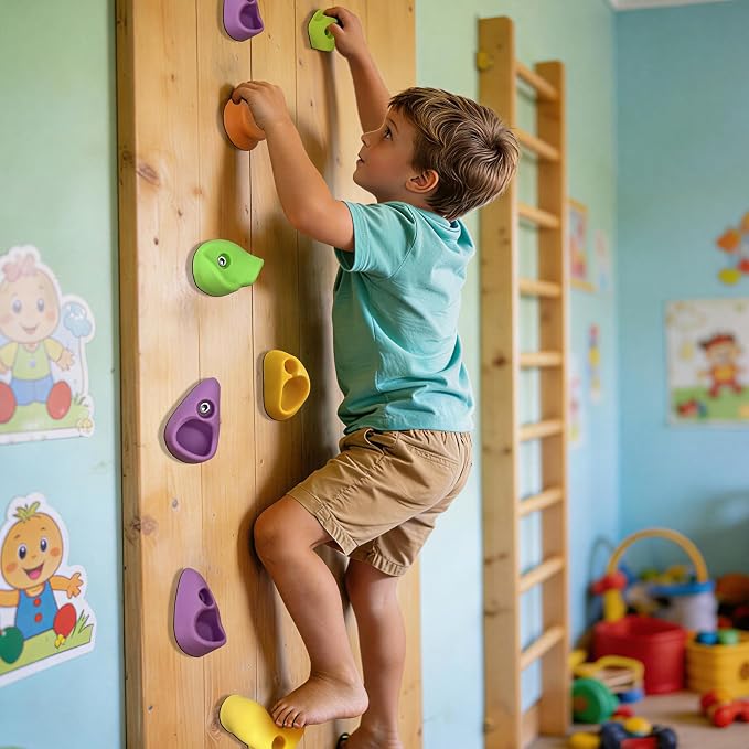 32 PCS Rock Climbing Wall for Kids,Rock Wall Climbing Holds,Adults Climbing Wall Grip Kits Holds Up to 230 lbs for Outdoor Indoor Home Playground Climbing Wall Holds（Pastel Color）