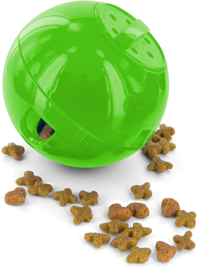 PetSafe Slimcat Feeder Ball Cat Toy, Green | Interactive Puzzle Game for Your Cat, Adjustable Openings Control Portion & Feed Speed, Slows Fast Eaters, Improve Digestion