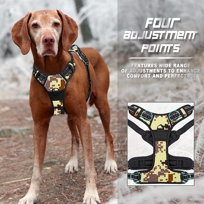 BARKBAY Dog Harness No Pull for Small Sized Dog Front Back Clips,Dog Vest | Soft Padded No Choke With Handle,Easy On&Off,Adjustable Reflective For Walking Training Running(Desert Camo,S)