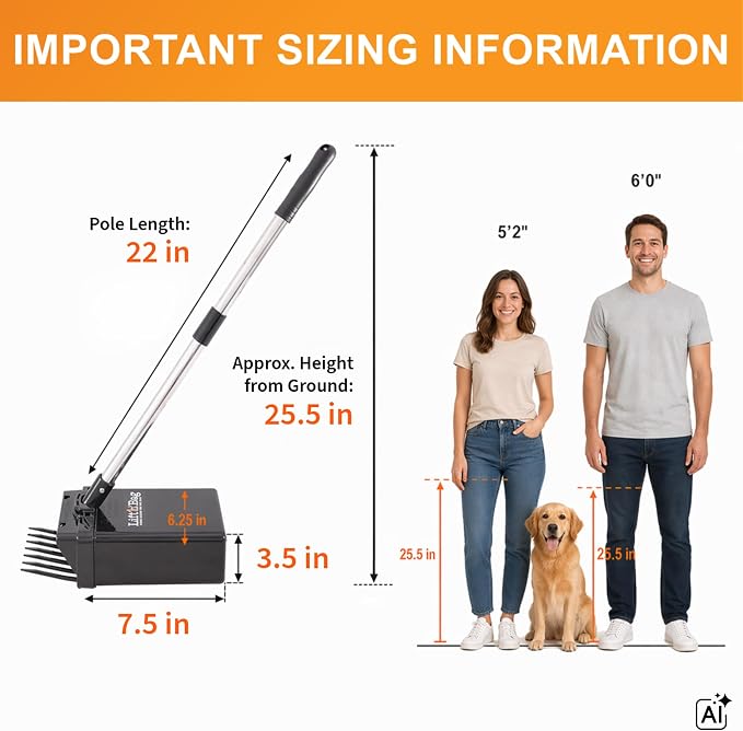 Neater Pet Brands Lift N’ Bag 2.0 Dog Pooper Scooper with Bag Attachment & 22" Pole for Small to Large Dogs, New & Improved Design, 195 Refill Bags, Heavy Duty Dog Poop Scooper for Yard, One-Hand Use