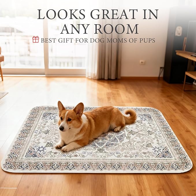 Homimp Washable Pee Pads for Dogs, 4 Pack Reusable Puppy Pads Waterproof, Absorbent and Leakproof Dog Pee Pads, Non Slip Puppy Training Pads, Pet Mat for Floor,Crate,Couch,Whelping,Beige 18"x24"