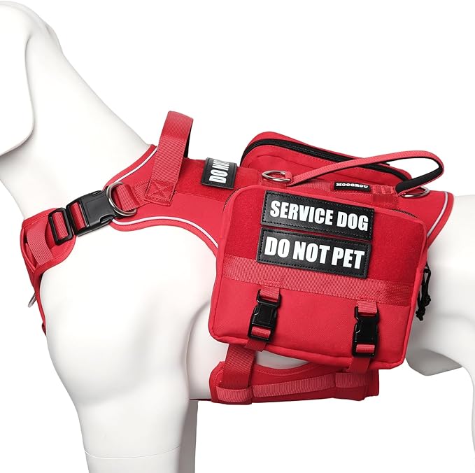 Service Dog Vest with Removable Backpack for Large Sized Dog Red L | No Pull Adjustable Dog Harness with Pockets,Soft Padded Handles&Molle for Patches,Heavy Duty for Training Hiking Hunting