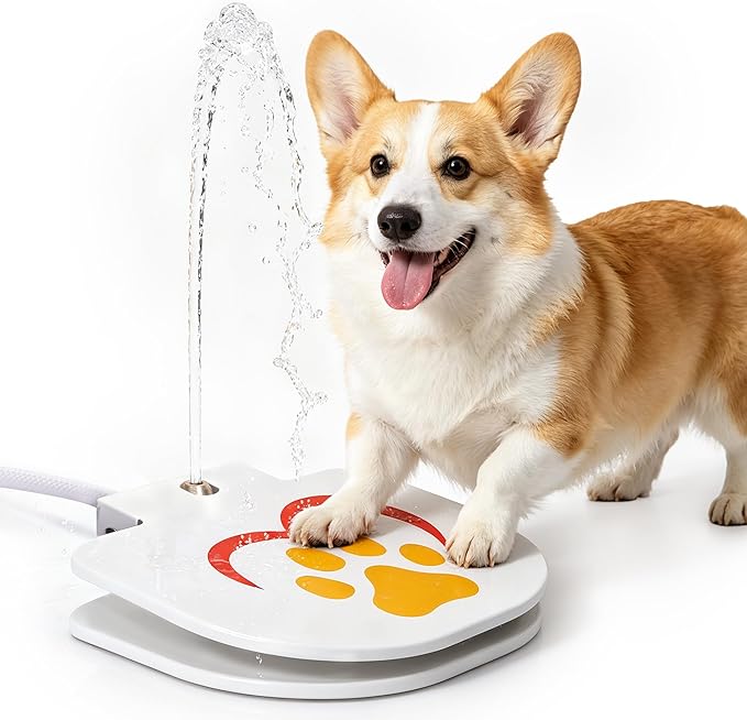 Dog Water Fountain Outdoor,No Electricity Step-On Activated Pet Sprinkler,Paw-Controlled Drinking Dispenser for Large & Small Dogs,Automatic Waterer for Yard, Garden, Lawn