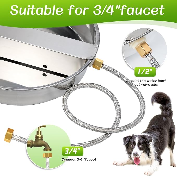 1.8 Gal Automatic Animal Drinking Water Bowl, Wide‑Opening Bowl | Divided Large Water Bowl, Stainless Steel Heavy-Duty, for Dogs Pets Chicken Duck Goat