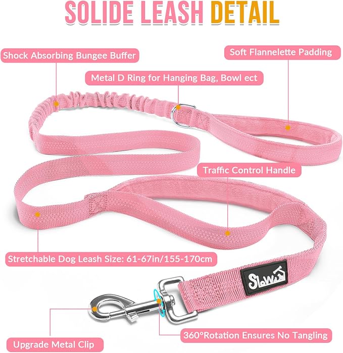 SlowTon No Pull Dog Harness with Front Clip - Heavy Duty, Soft Padded | Neck & Chest Adjustable, Tactical Pet Vest and Leash Set for Large Medium Sized Dogs, for Easy Walk & Training, Pink S