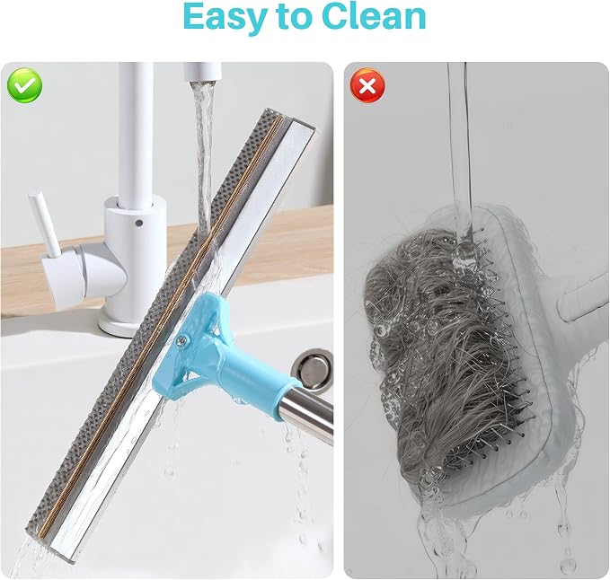 JOYMOOP 2 PCS Carpet Rake for Pet Hair Removal, 63" Adjustable Long Handle and Short Handle Carpet Scraper for Rugs, Sofa,Cloth, Metal & Silicone Dog Hair Carpet Rake