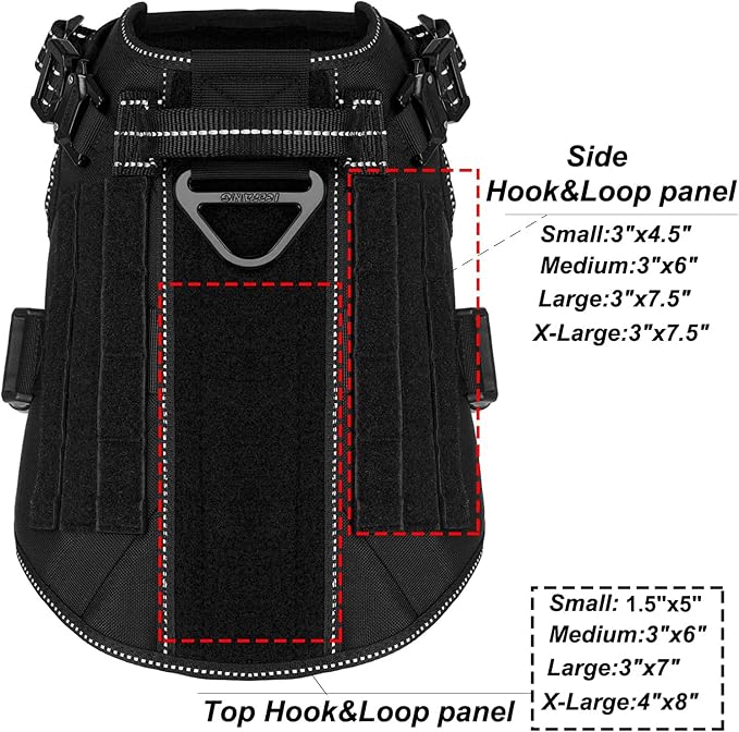 ICEFANG Tactical Dog Harness for Medium Dogs,Reflective No Pull Dog Vest | with Control Handle,Adjustable,Front Hook,2 Leash Clips,Soft Padded,MOLLE Panel,Black,Medium