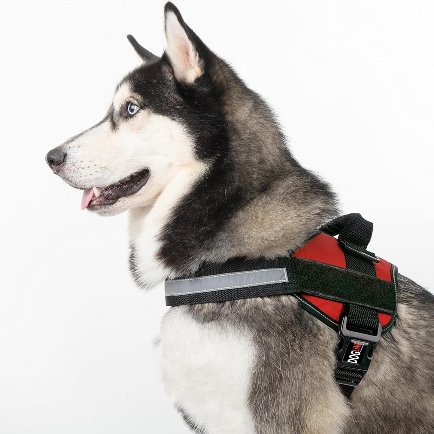 Dogline Dog Harness, Reflective No-Pull Adjustable Vest with Handle for Walking, Training, Service Breathable No - Choke Harness for Small, Medium or Large Dogs Room for Patches Girth 18 to 24 in Red