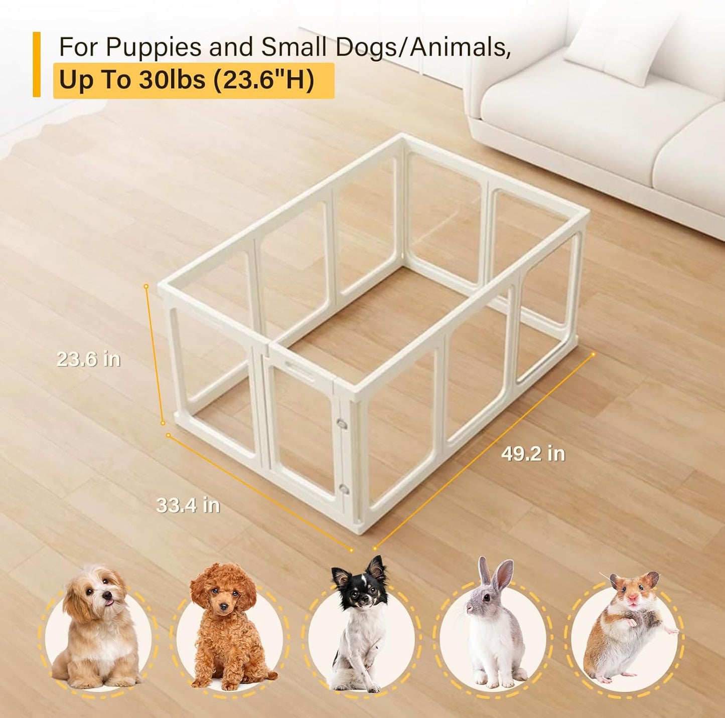 Acrylic Dog PlayPen, Clear Dog Play Pen for Puppy Cat Rabbit, Easy Assemble Pen, Preferable Small Cage, 23.6" H, 10Pcs