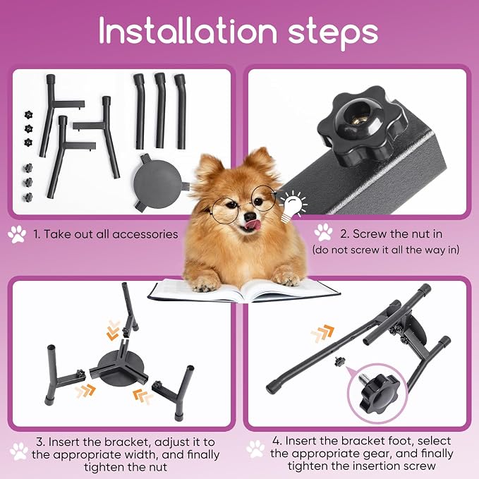 Adjustable Raised Dog Bowl Stand with Spill Mat, Bowl Not Included | Metal feeder for medium and large dogs, 3 heights from 8.8 to 12.5 inches, adjustable 6.3-10.2 inch width