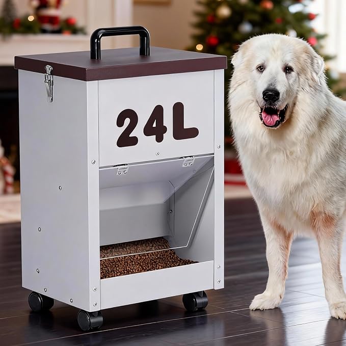 Automatic Dog Feeder Large Breed Outdoor Gravity Auto Feeder Dog Food Dispenser for Large Dogs Pets Metal Galvanized