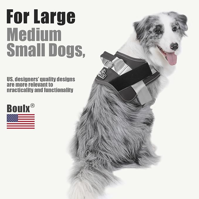 Dog Harness, No-Pull Reflective Dog Vest, Breathable Adjustable Pet Harness with Handle for Outdoor Walking - No More Pulling, Tugging or Choking