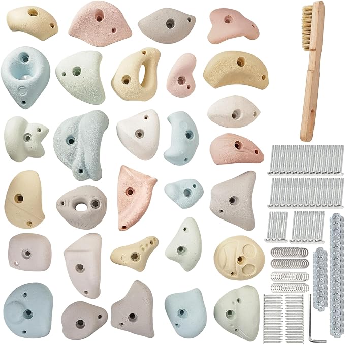 Premium Resin Rock Climbing Holds for All Ages, Large Training Rock Climbing Wall Grips Indoor/Outdoor, Rock-Like Texture Climbing Wall with Mounting Hardware