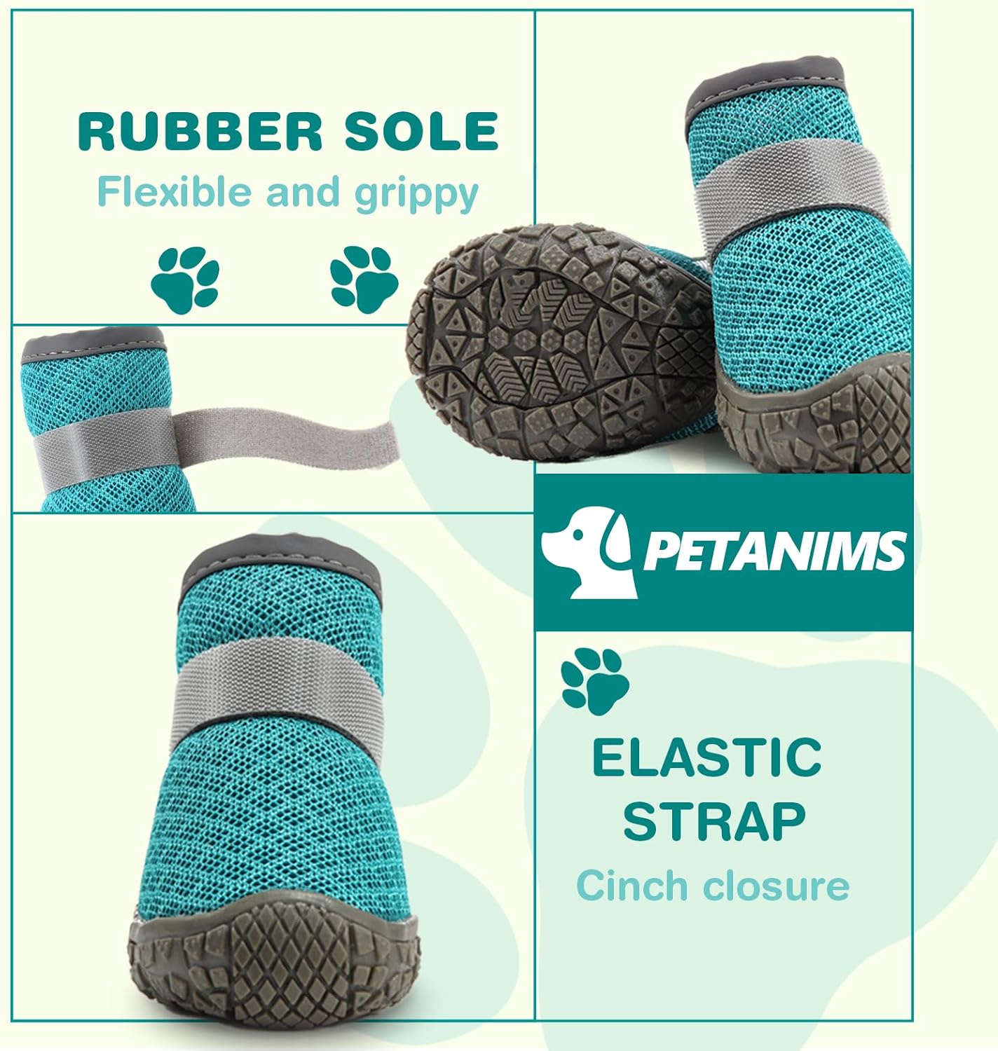 Small Dog Shoes, Breathable Puppy Boots & Paw Protectors for Winter Snow, Summer Hot Pavement, Dog Booties with Anti-Slip Rubber Soles for Hardwood Floors Lake Blue Size 5