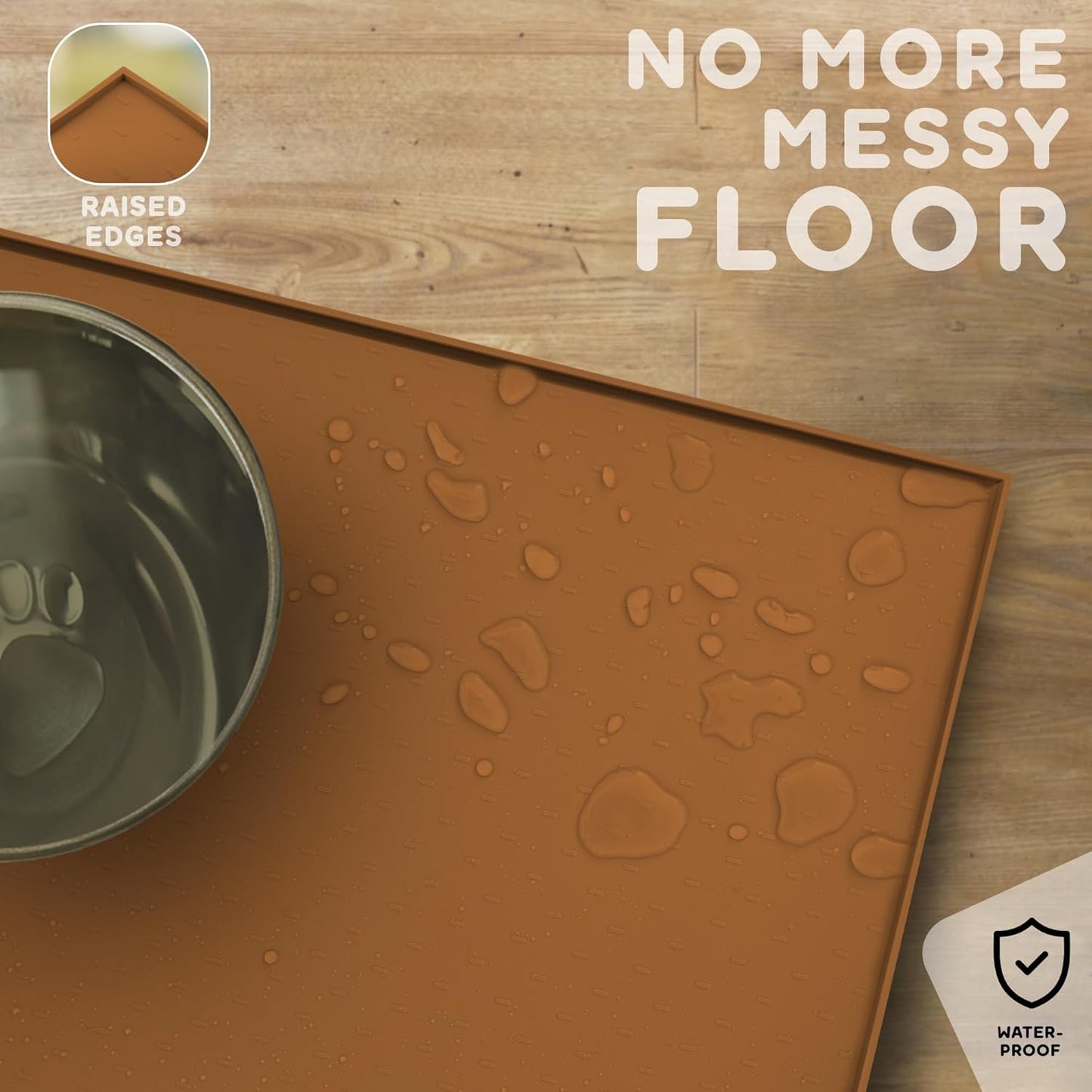 Dog Food Mat - 28x18 Raised Edges Dogs Mat for Food and Water Prevent Spill, Waterproof Cat Food Mats Protect Floors, Easy Clean Dog Bowl Mats for Food and Water, Silicone Pet Feeding Placemats