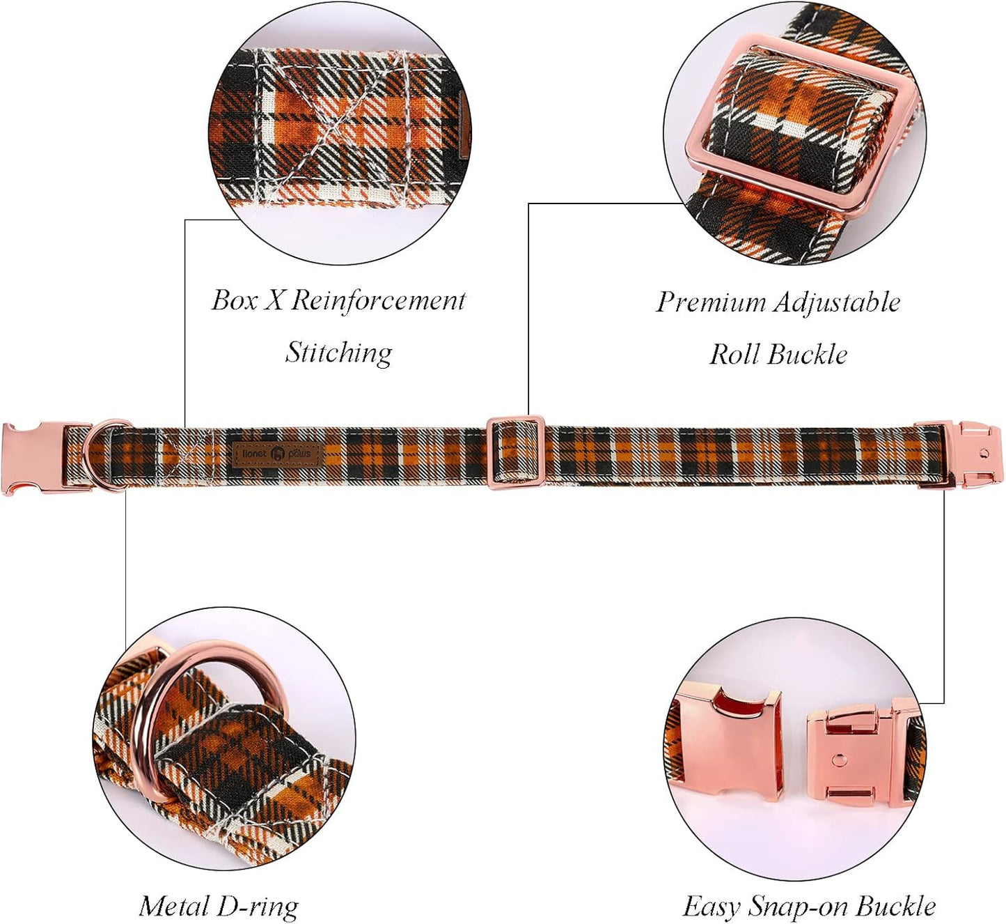 Lionet Paws Dog Collar with Flower - Cute Cotton Adjustable Flower Dog Collar with Metal Buckle for Small Dog Girl Gift, S, Neck 10-16in