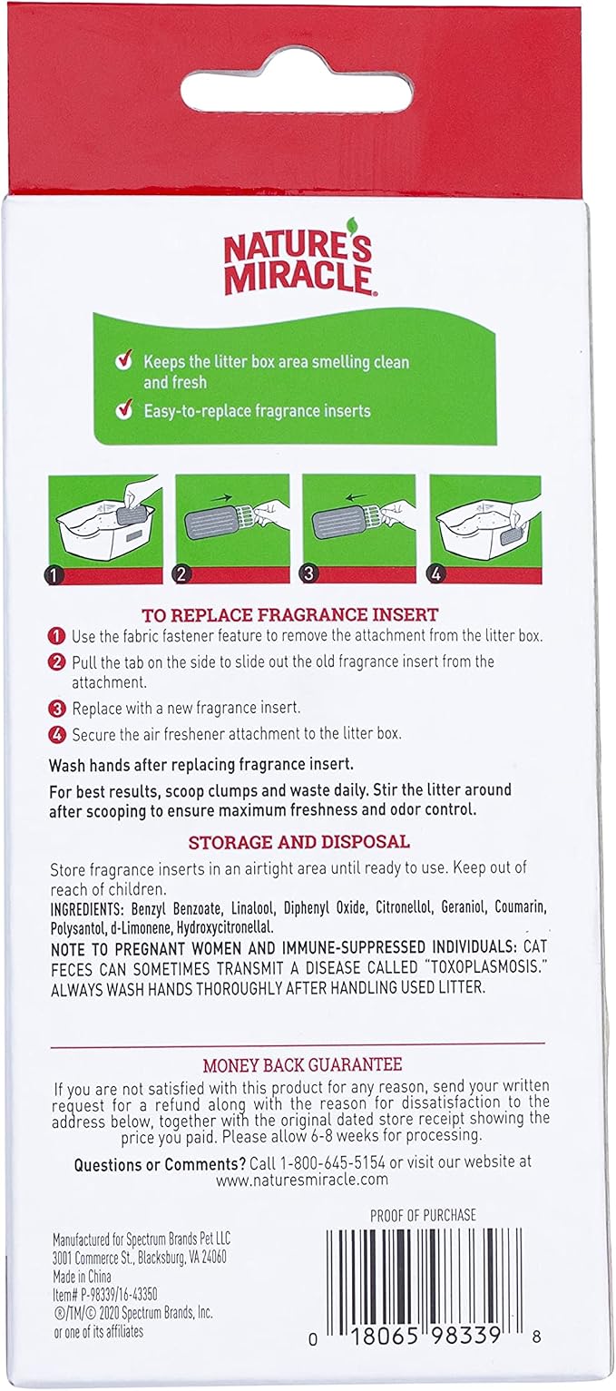 Nature's Miracle Litter Box Fragrance Inserts, Contains 3 Fragrance Insert Refills, for Cat Litter Box Air Freshner