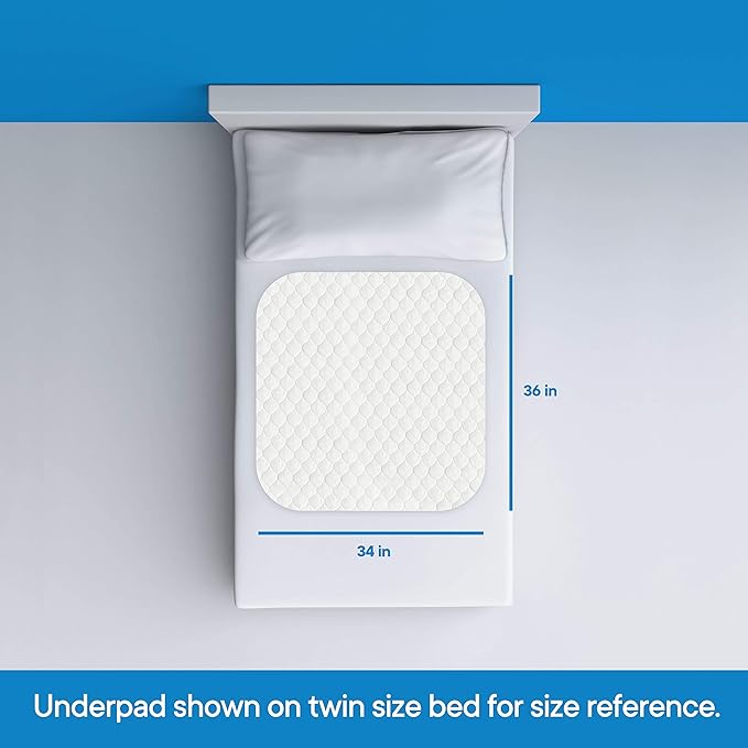 RMS Ultra Soft 4-Layer Washable and Reusable Incontinence Bed Pad - Waterproof Bed Pads, 34"X36"