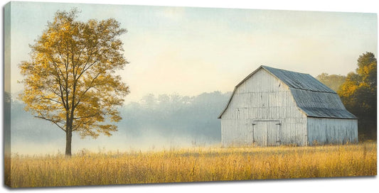 Large Farmhouse Barn Wall Art Country Landscape Canvas Living Room Rustic Tree Pictures Framed Prints Oversize Wall Decor Painting Artwork for Bedroom Dining Office Home 60"x30"