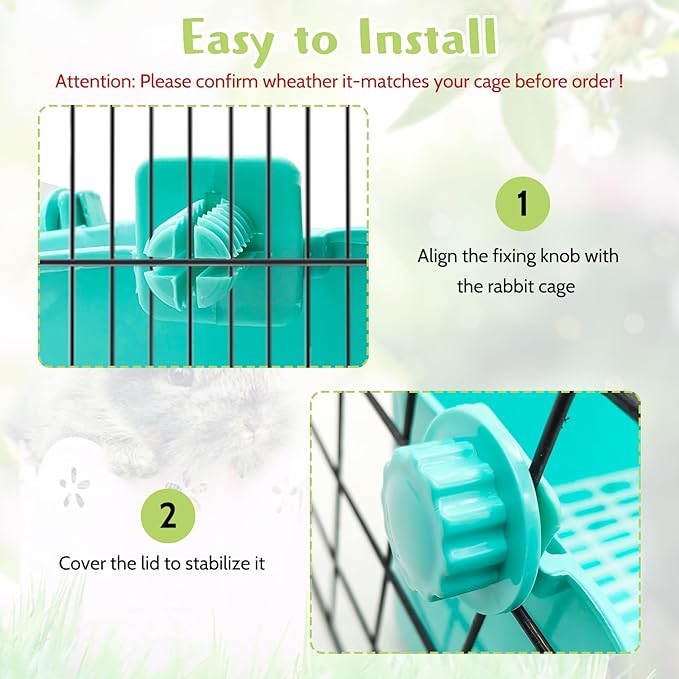 PINVNBY Multi-Purpose Plastic Rabbit Litter Box Set, 5 Disposable Pet Pads, Mini Broom & Dustpan, Ceramic Rabbit Feeding Bowl - Ideal for Rabbits, Guinea Pigs