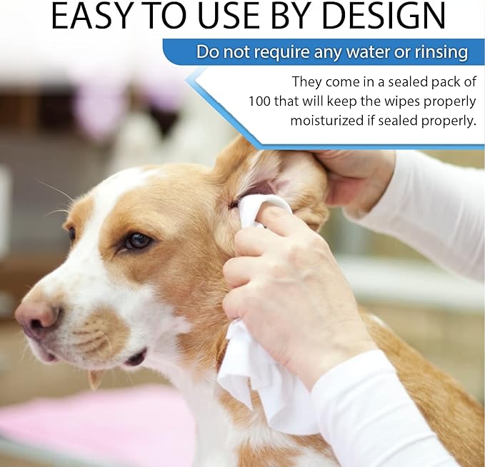 Tetesol Dog Wipes for Pets Cats-100 Count All Purpose Unscented Wet Wipes for Paw Butt Cleaning,Grooming,AlcoholFree,Vitamin E,pH Balanced