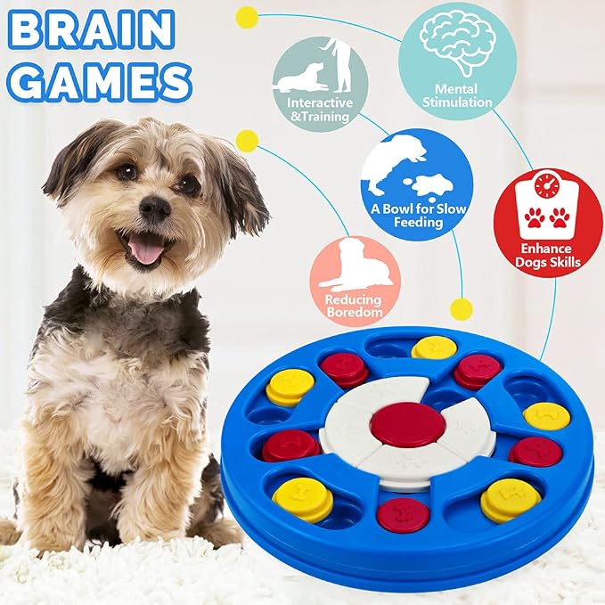 Joansan Dog Puzzle Toy, Interactive Dog Game, Mentally Stimulating Treat Dispenser for Large Dogs, Food Grade Material, Sequential Skills, Portable | Treat Dispenser Dog Treat Puzzle for Medium and & Large Dogs Treat Training (Higher Level -Navy A)