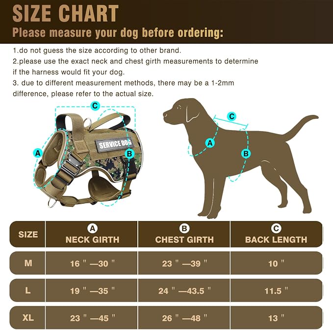 2X Metal Buckle Service Working MOLLE Dog Vest with 10 Pet Patches | Tactical Dog Harness for Large Dog, No-pull Military Working Vest for Training Hunting Walking，2x D Rings for Leash Clip