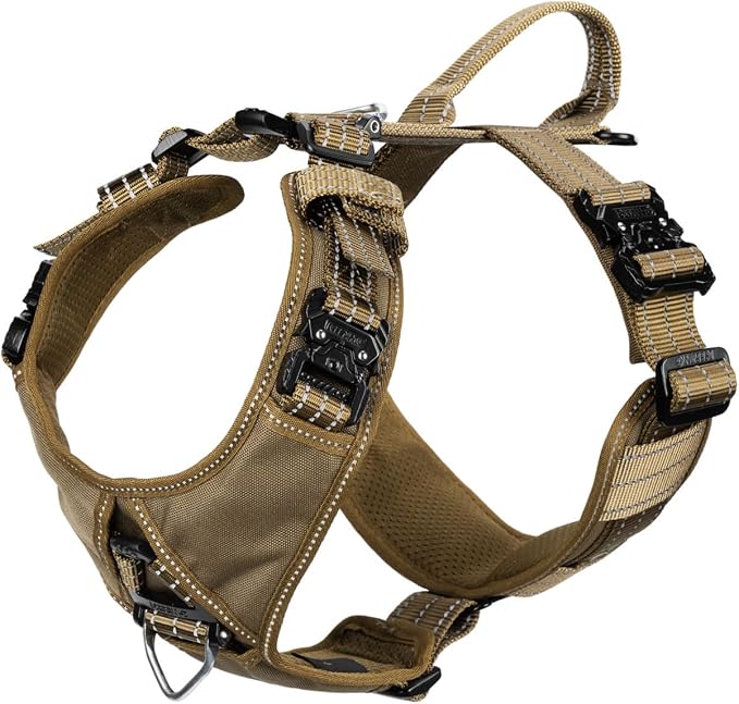 ICEFANG Dog Halter Harness with Metal Buckles,Dog Strap Vest for Medium Dogs