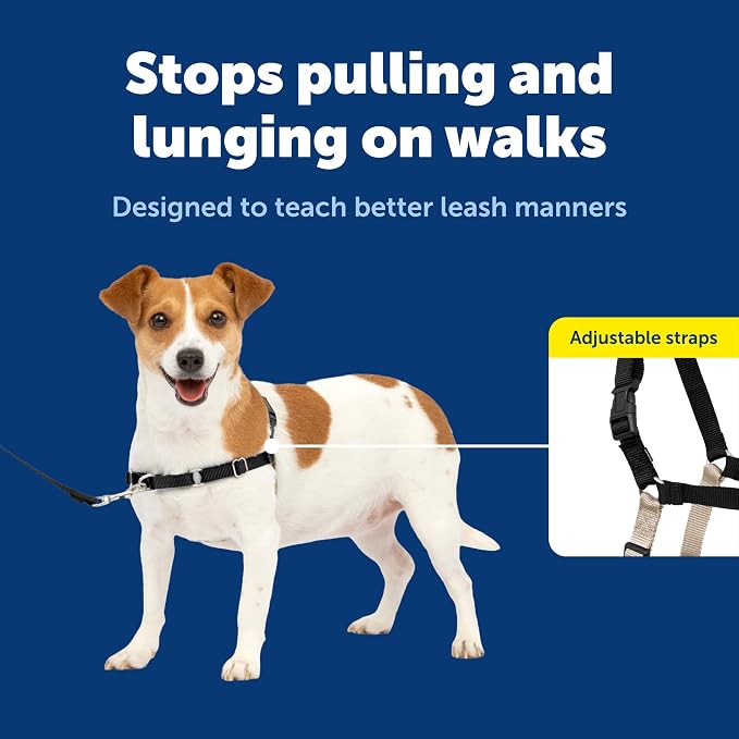 PetSafe Easy Walk Harness, No Pull Dog Harness, Black, Small | Patented Martingale Loop Gives Gradual Shoulder Pressure to Stop Pulling, Front-Chest Leash Clip Prevents Gagging
