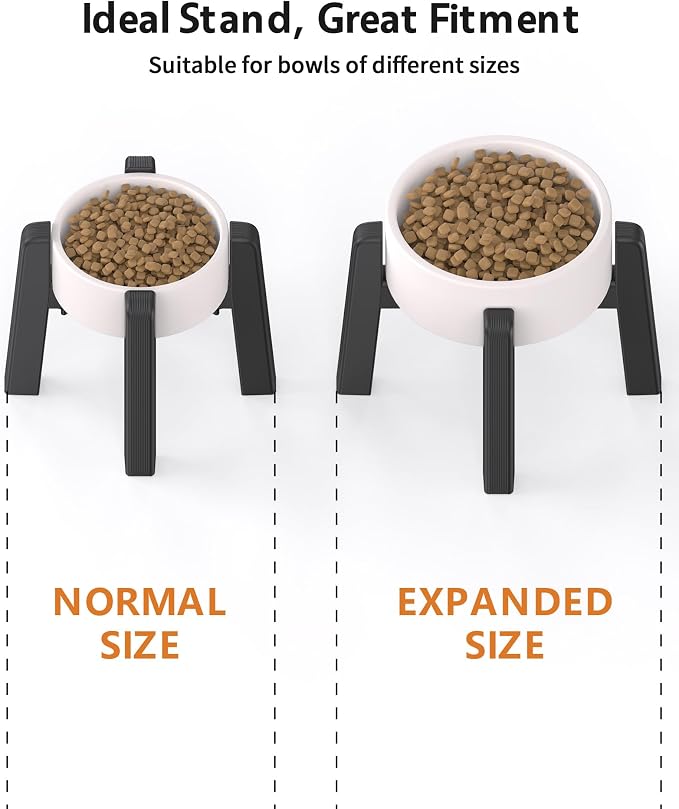 Dog Bowl Stand with Adjustable Width [2 Pack, Stand Only] | Elevated Pet Water & Food Bowl for Medium Dogs, Stable and Anti-Slip Raised Bowl