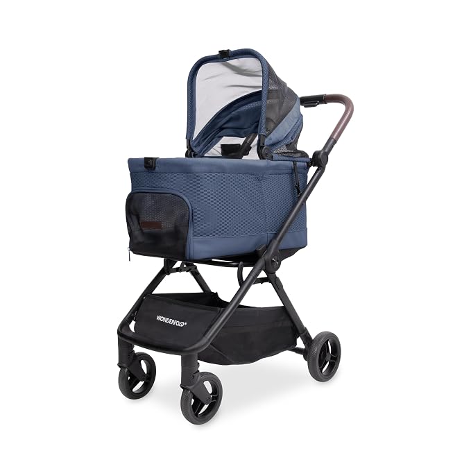 WonderFold Bella Pet Stroller for Small/Medium Pets - Autofold Technology: One-Hand Quick Fold - HARBOR
