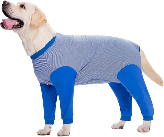 Yeapeeto Dog Onesie Surgery Recovery Suit for Large Medium Bodysuit Dogs Pajamas PJS Full Body for Shedding, Prevent Licking, Wound Protection, Cone Alternative (2XL, Blue)