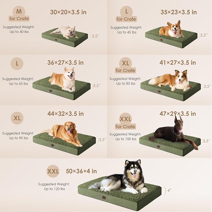 EHEYCIGA Orthopedic Dog Bed Extra Large with Removable Washable Cover, 50IN | Egg Crate Foam Support, Durable Oxford fabric, Non-Slip Bottom, Machine Washable, Soft Waterproof Plush Pet Bed Mat For Crate