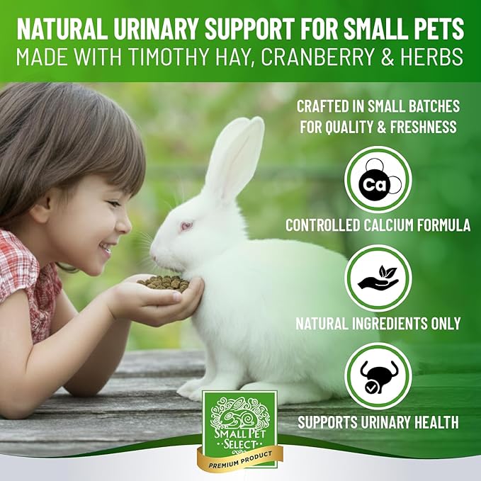 Small Pet Select - Select Care Urinary Support Supplement, Natural High Fiber Timothy Hay Based Treats for Rabbits, Guinea Pigs, Hamsters, Other Small Animals, 4.2 oz