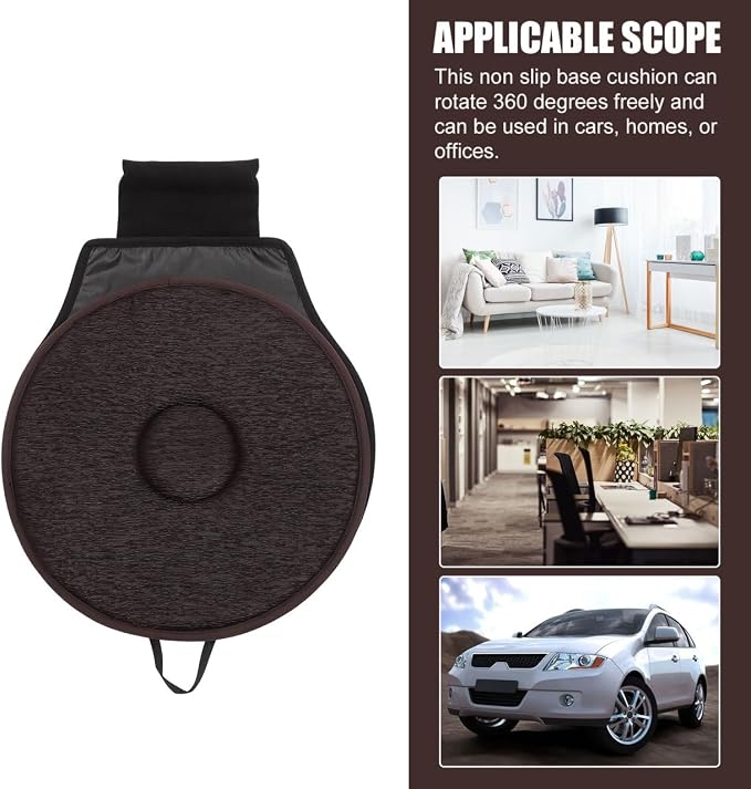 360 Degree Rotating Seat Cushion for Car with Anti-Slip Base Lightweight Breathable Pad for Elderly Pregnant Women Portable Swivel Cushion for Home Office Travel