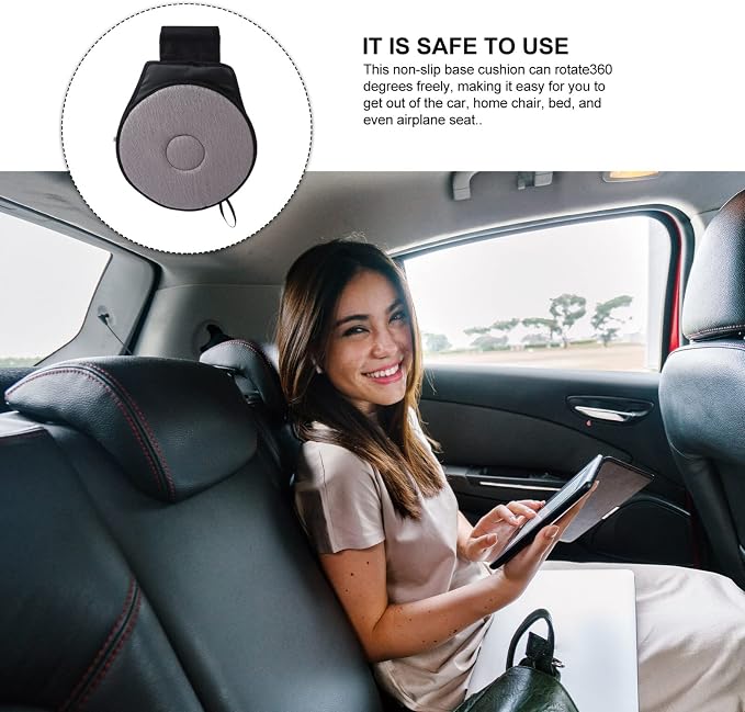 BESPORTBLE Automotive Seat Cushions 360° Rotation Swivel Seat Cushion 16.5 x 14.5 x 1.1Inch Portable Pivot Disc Pad for Car Chair Pad for Home Office Chairs