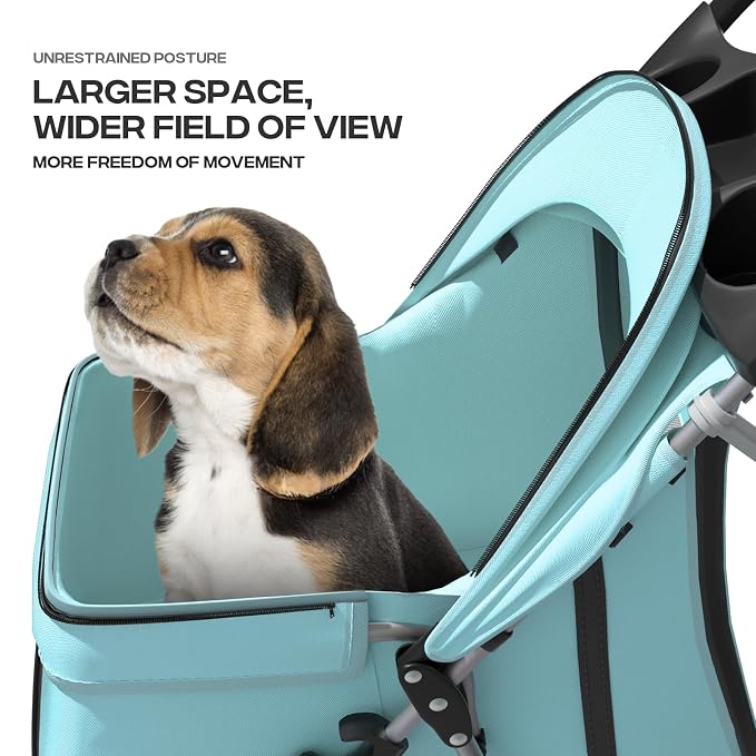 Pet Stroller for Small Dogs 10 lbs, Dog Stroller for Medium Dogs 30 lbs, Cat Strollers for 2 Cats, 3 Wheels Foldable Jogger Puppy Stroller with Storage Basket and Cup Holder, Mint