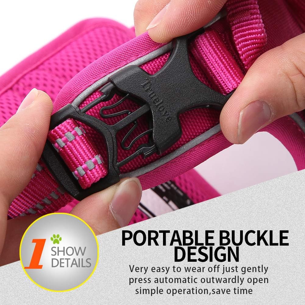 Truelove No Pull Dog Harness with Easy Control Handle and 2 Leash Attachments,Reflective Adjustable Pet Vest
