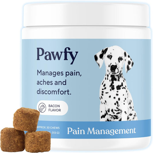 Pawfy Advanced Pain Management - Essential Vitamins & Supplements with Omega 3 |Joint Supplement for Dogs - Supports Hip & Joint Health for Small, Medium, Large Breeds | 30 Fast-Acting Chews