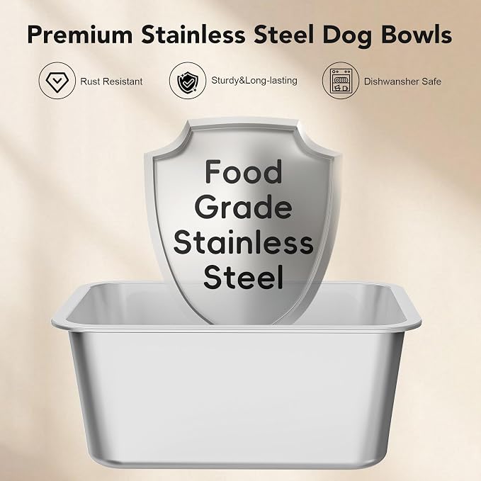 Decflow 10L Stainless Steel Dog Water Bowl, No Spill Anti-Splash Dog Bowls with XXL Silicone Mat, Spill-Proof Slow Feeder for Messy Drinkers, Heavy Duty Pet Bowls for Indoor/Outdoor Use Blue