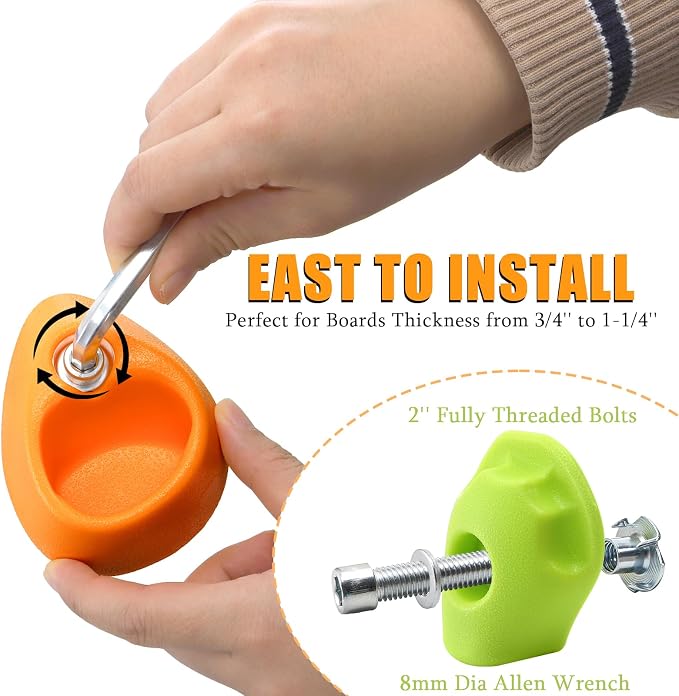 ZENFUN 32 Packs Rock Climbing Holds Multi Size and Color, Indoor & Outdoor Rock Wall Climbing Kit, Rock Wall Holds Multi-Colored Climbing Rock Wall Grips with Mounting Hardware