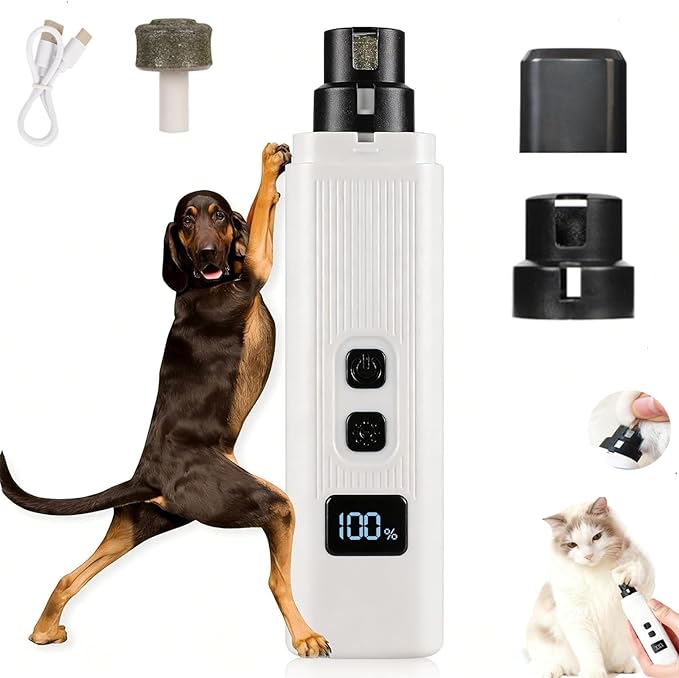 2026 New Cat Nail Trimmer - 2 Adjustable Speeds, 360° Grinding, Ultra Quiet Under 40dB, Safe Powerful Pet Nail Grooming Tool for All Cats & Dogs (White)