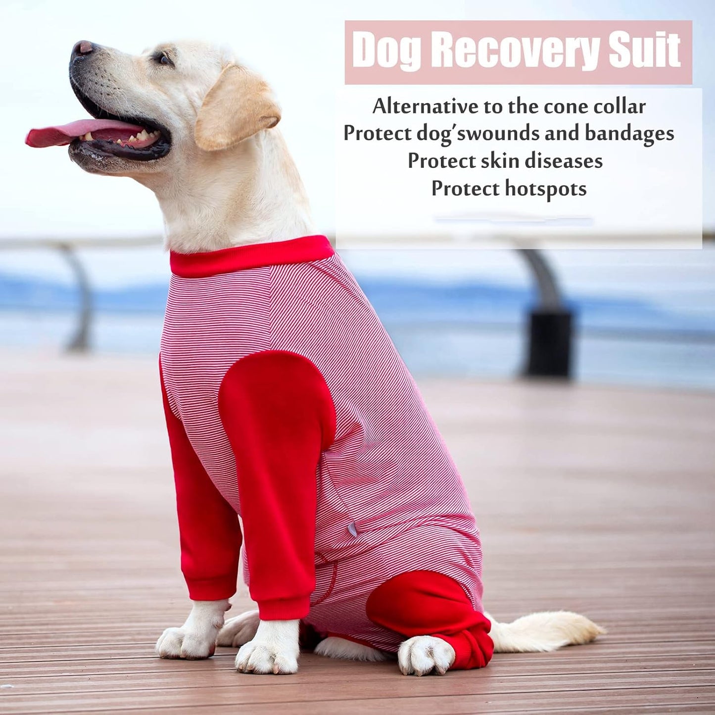 Yeapeeto Dog Onesie Surgery Recovery Suit for Large Medium Bodysuit Dogs Pajamas PJS Full Body for Shedding, Prevent Licking, Wound Protection, Cone Alternative (6X-Large (Pack of 1), Red)